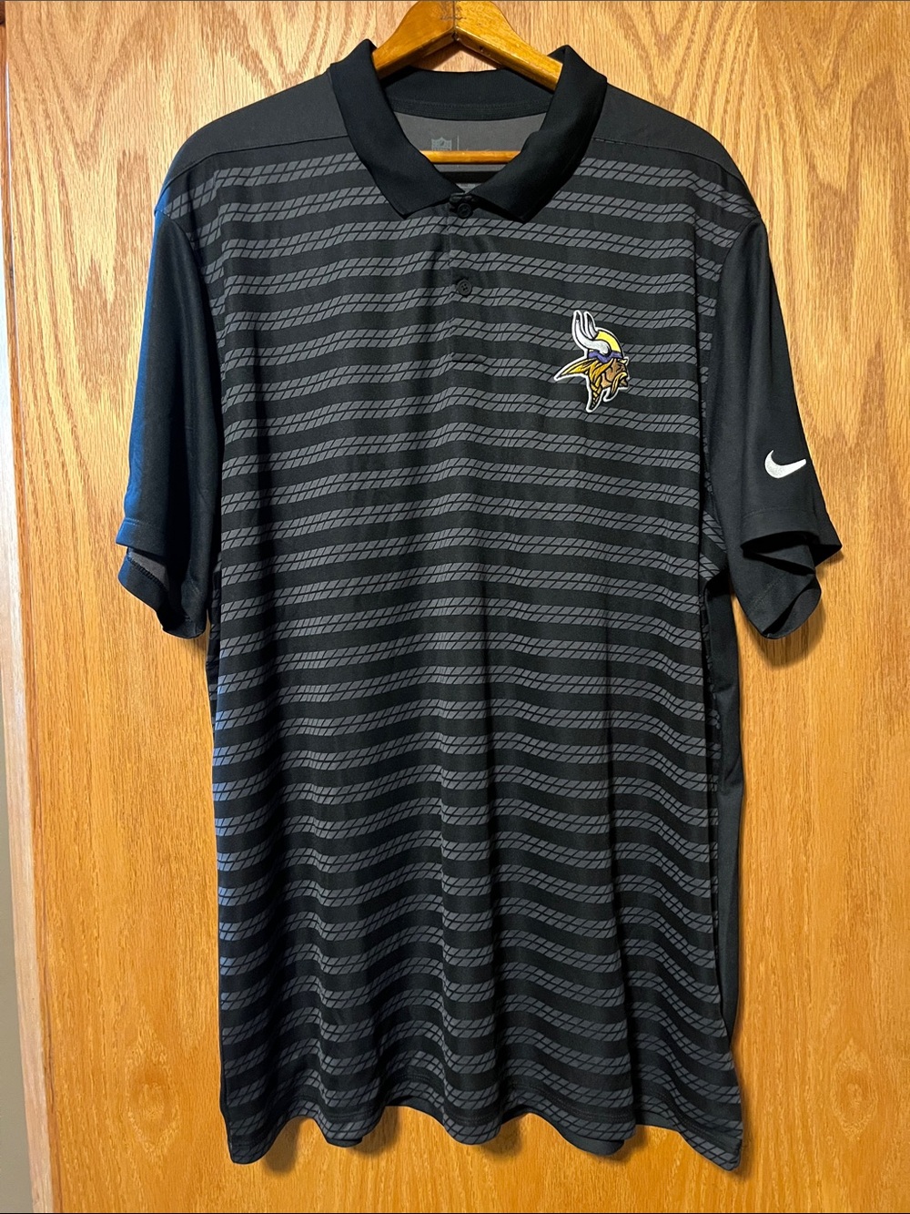 Nike Men's Black Minnesota Vikings Striped Polo Shirt